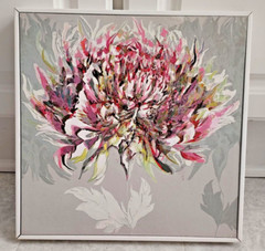 Hand Painted Spring Flower Painting Framed Wall Art Decor Floral Artwork 12 x 12