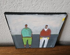 Painting Original Abstract People Portrait Man Men Whimsical 10×10 Art