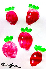 Guajardo Art: Radishes 9X6 Original Paper Unique Whimsical Art