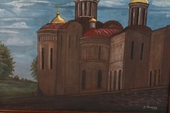 Russian Church Oil Painting Signed R Marcos