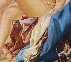 50″ Wide Framed Oil On Canvas Painting After Francois Boucher „Diana Bathing“
