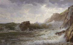 Oil Painting repro William Trost Richards Breaking Waves