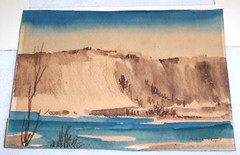 1948 Watercolor Painting , Signed M. Bourne Landscape , American West Southwest