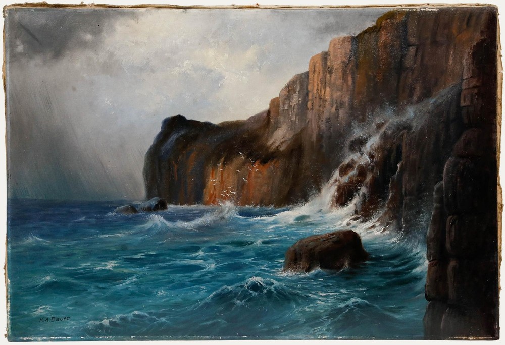 K. A. Bauer – Early 20th Century Oil, Stormy Sea