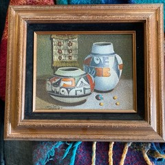 Myung Mario Jung Sand Painting Pueblo Native American Pottery Rare Western Aztec