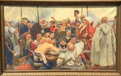 After Ilya Repin Reply of The Zaporozhian Cossacks WW2 Artwork Framed Painting