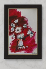 Original Floral Vase Painting 9×12 Acrylic Canvas Still Life Blue& Brown Bouquet
