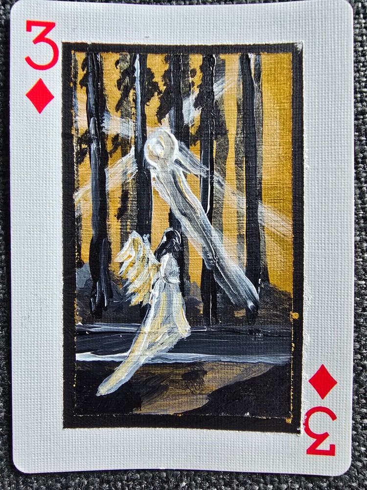 ACEO original grounded angel , fantasy 2.5 x3.5