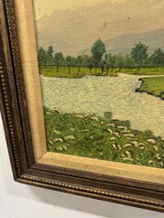 VAN GOGH STYLED ORIGINAL ART FIELDS HOUSES NATURE FRMD SKY