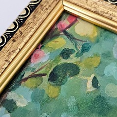 Original Oil Painting Ginger Cat Garden Flowers Pet Animal Art 4×6 Framed