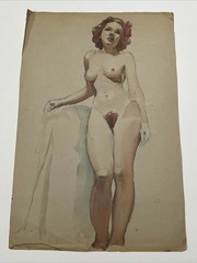 Antique Painting Pretty Woman Women Female Model Mystery Illustration 1930’s LOT