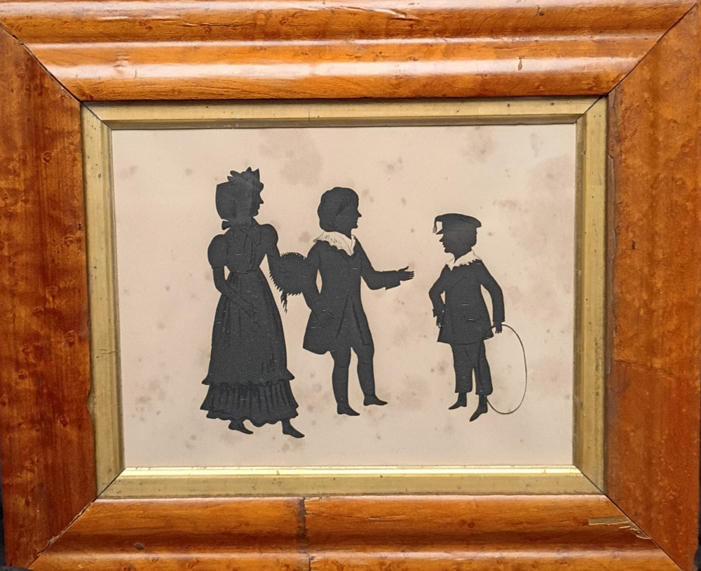 Antique 19th Century Family silhouette Folk Art Aft. Edouard 13.25″ Child Cut