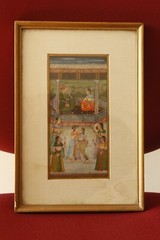 Mughal Painting Mughal Emperor & Empress Enjoying Dance & Music 7.25×10.5 Inches