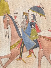 Sherman Chaddlesone watercolor Couple on Horseback Native American 1991