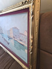 Original Vtg Mystery Artist Painting Of Venice Canal Scene Signed & Framed READ