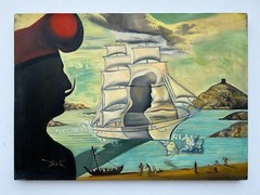 Salvador Dali (Handmade) Oil On Canvas Painting Signed and Stamped 20 x 28 in.