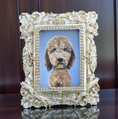 Goldendoodle Dog print of original painting in mini vintage style ornate frame