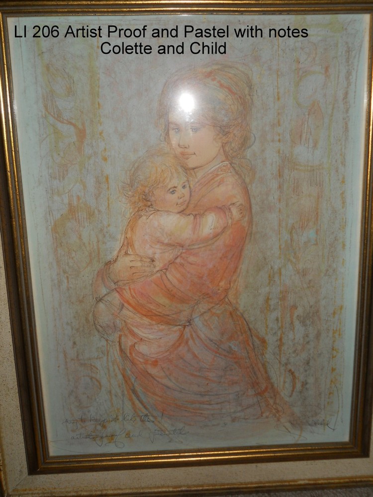 Colette & Child Artist Proof & Pastels w/notes Lithograph Edna Hibel