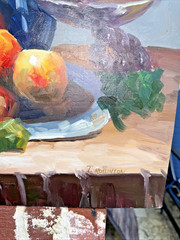 IMPRESSIONIST STILL LIFE OIL PAINTING FOLK ART SIGNED wrapped canvas 20″ x 24″
