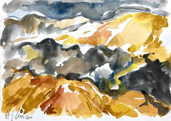 „Colorful Lava Island“, Heinrich G. Noé, 2019, Watercolour, 24×16 cm (Sheet Size)
