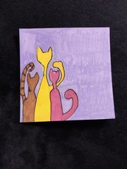 GAT Cats Original Painting ART 4×4 Inch Cottagecore CUTE ANIMALS Signed OOAK Cat