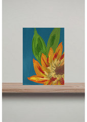 ACEO/ ATC Sunflower Flower Gouache OOAK Original Art SaraClaireArt