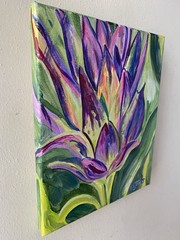 Early Violet Artichoke Small Impressionism Painting K C Jones Food Kitchen Art