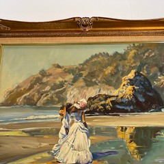 Impressionist Painting Craig Nelson Beach Coastal Woman Landscape Listed Rare