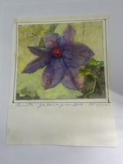 Priscilla TREACY Original Watercolor Painting “Clematis” 2012 Purple Flower 4”