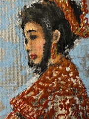 Woman Painting Girl Original Art Abstract Wall Art Woman in Gold Painting