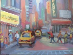John Reilly Signed Oil Masonite „The Lion King“ Broadway NYC Taxi Painting Frame