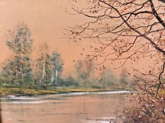 Raphael Senseman Watercolor of Trees by River Framed