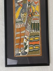 Framed Madhubani Art Painting of Radha Krishna in Black Metal Frame 8″ x 27 1/4″