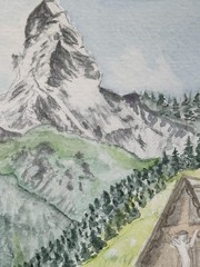 “The Matterhorn” 4×6 Watercolor By DBossert Features The Matterhorn Switzerland