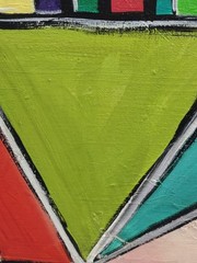 Signed Modern Abstract Painting / Oil Canvas / Geometric Variation