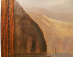 MID-19tTH C. HUDSON RIVER at WEST POINT, NY AMERICAN ANTIQUE UNSGND O/C, OAK FRM