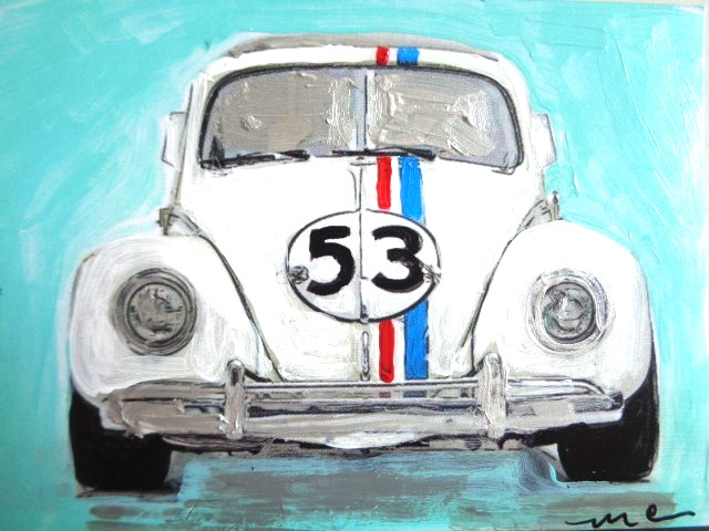 ATC ACEO The Love Bug HERBIE CAR Painting Art
