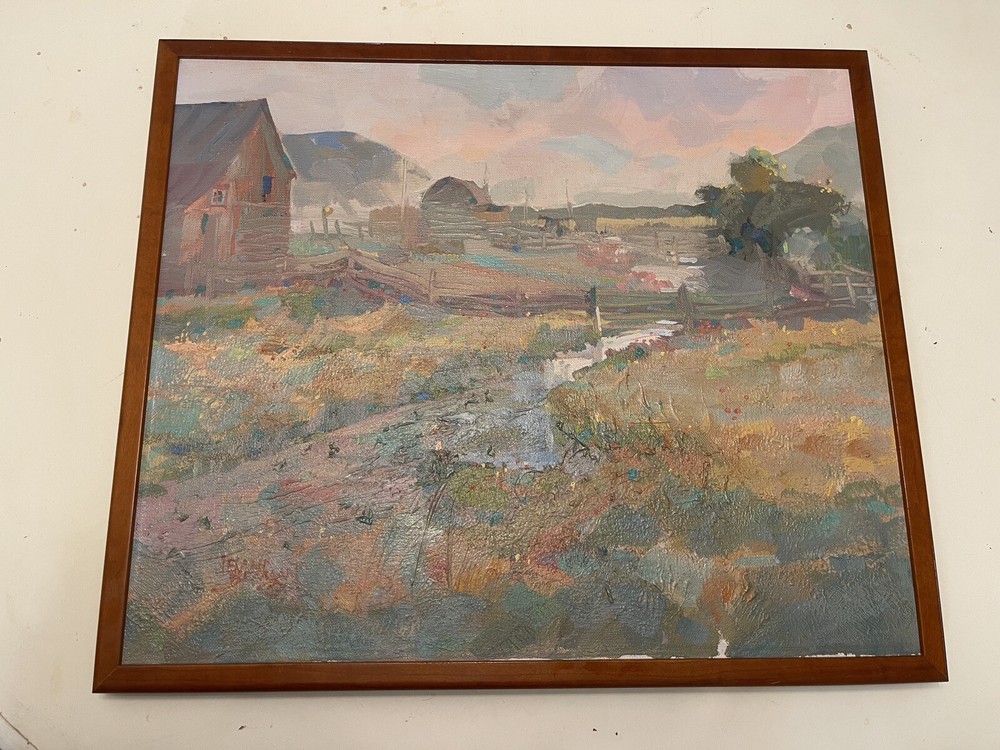 LELAND BEAMAN Oil Art Painting SIGNED 1980s 1990s “Jackson Ranch”