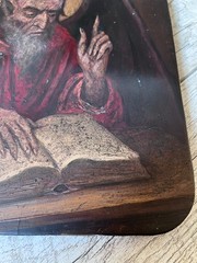 Antique PAINTING Oil skull devil Gothic MEMENTO MORI VICTORIAN vanitas art old