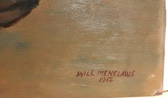WILLIAM MENELAWS „IN REPOSE“ ORIGINAL OIL BOARD PAIR OF OLD SHOES PAINTING 1962