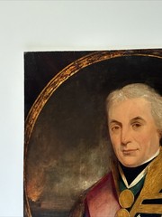 ANTIQUE NAVAL COMMANDER PAINTING PORTRAIT ADMIRAL HORATIO NELSON BATTLE RARE