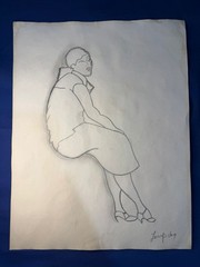 Tamara de Lempicka – painting drawing 12.5 x 9.8 in on old paper signed stamped