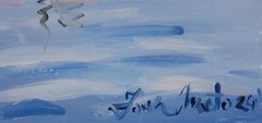 Lakescape Oil on mdf panel painting „Lake port“ 30cmx40cm,