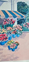 Peter Wong Beach House Original Watercolor painting Arches paper Flower Shop art