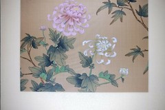 Vintage Oriental Painting, Butterflies and Peonies, Asian Watercolor on Silk Art