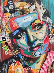Abstract Women Collage Painting on Canvas Colorful Wall Art Portrait Home Decor