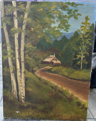 CYNTHIA ARNOLD „THE OLD HOMESTEAD“ ORIGINAL OIL ON CANVAS LANDSCAPE PAINTING