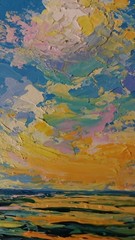 Framed Sunset Seascape Sunset Clouds Evening Sea Art 4×6” Original Oil Painting