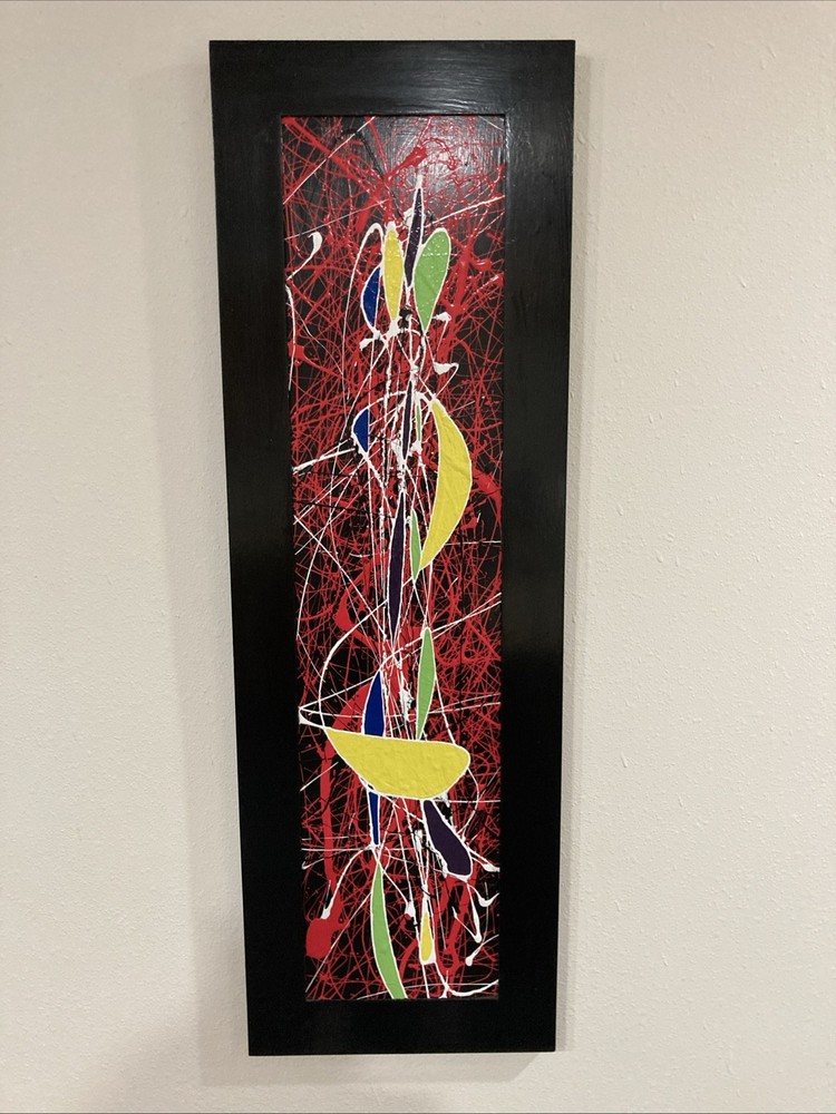 Original Acrylic Abstract Painting on Wood – 41×13 – Neural Canopy – Modern Art
