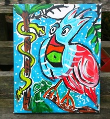 TOUCAN AND THE SNAKE JUNGLE MOON Jr CHARLIE FAST OUTSIDER POLITICAL FOLK POP ART